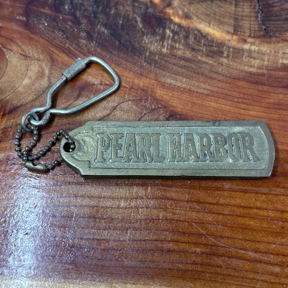 Vintage Pearl Harbor  Brass 3 1/4" Keychain